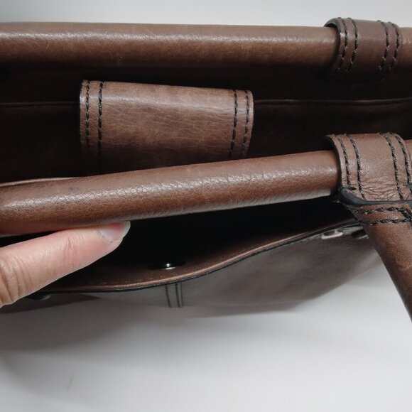 Fossil Maddox Brown Leather Bar Satchel Handbag - Picture 10 of 16